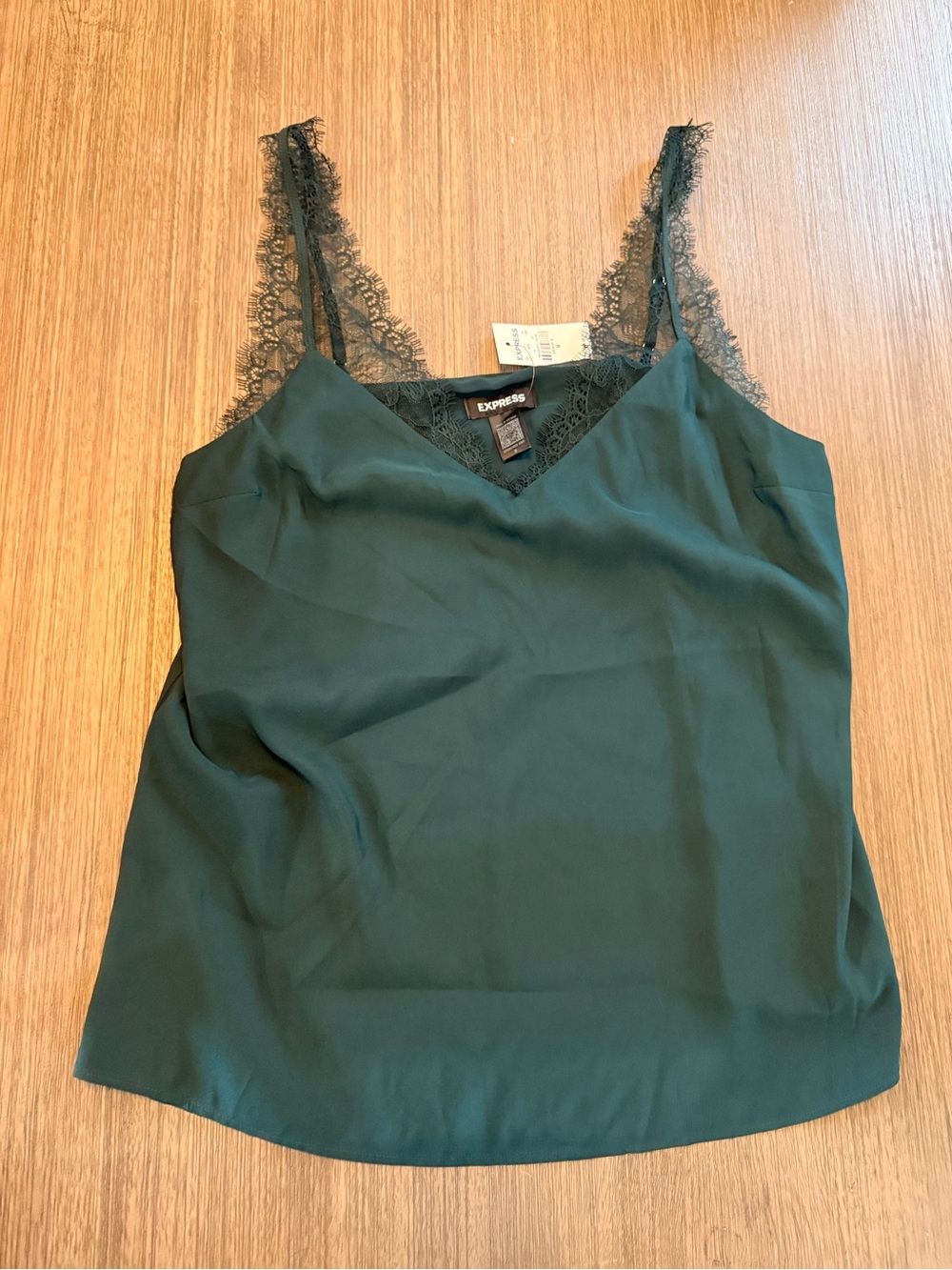 Express Green Lace-Trim Cami Top